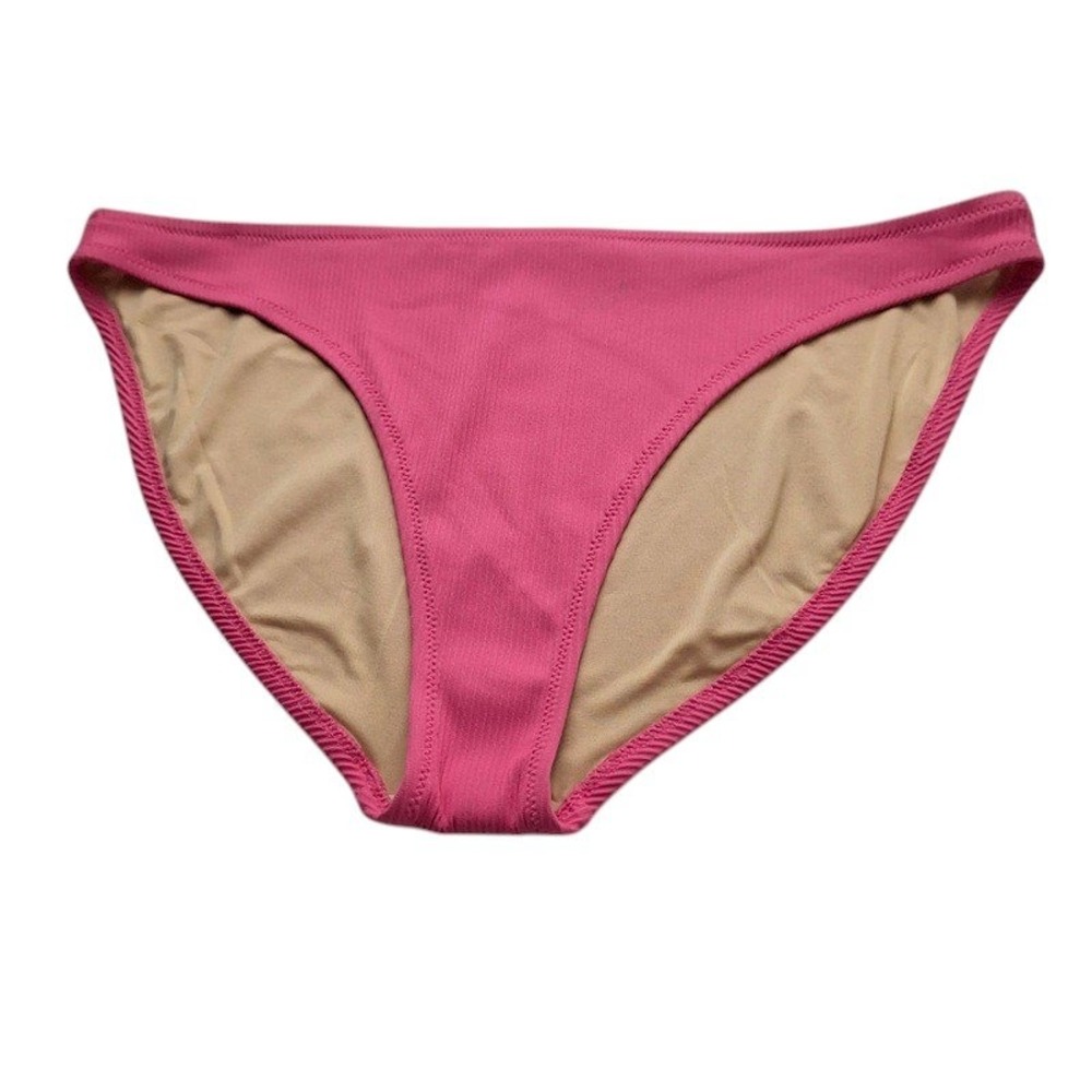 Old Navy Women Bikini Bottom Large Pink Ribbed Hygienic Liner Barbiecore Summer